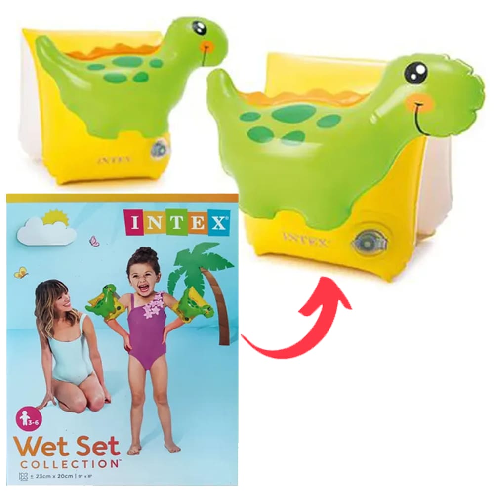 Boia de Braço Infantil Amarela Dinossauro Flutuador Intex