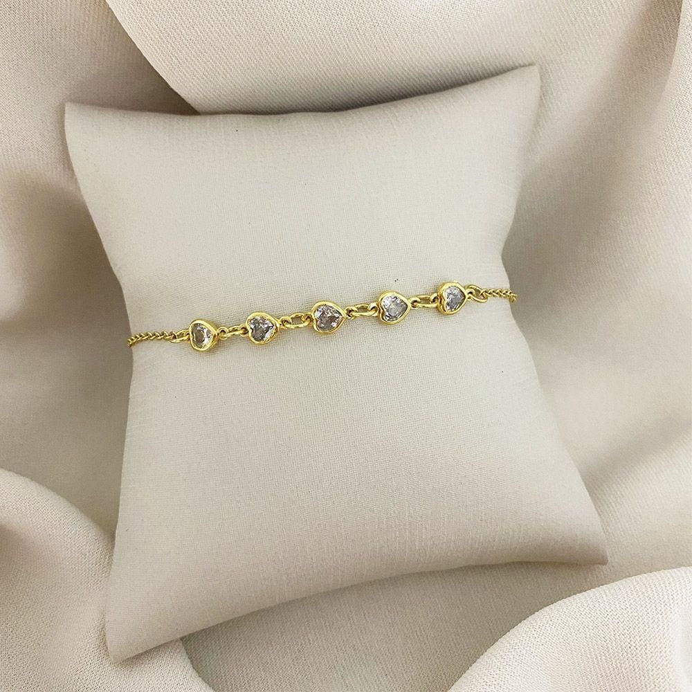 Pulseira Corações Ponto de Luz