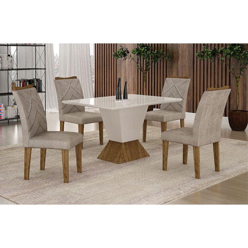 Sala de Jantar com 4 Cad 1,20x0,80m - Larissa - Leifer Móveis
