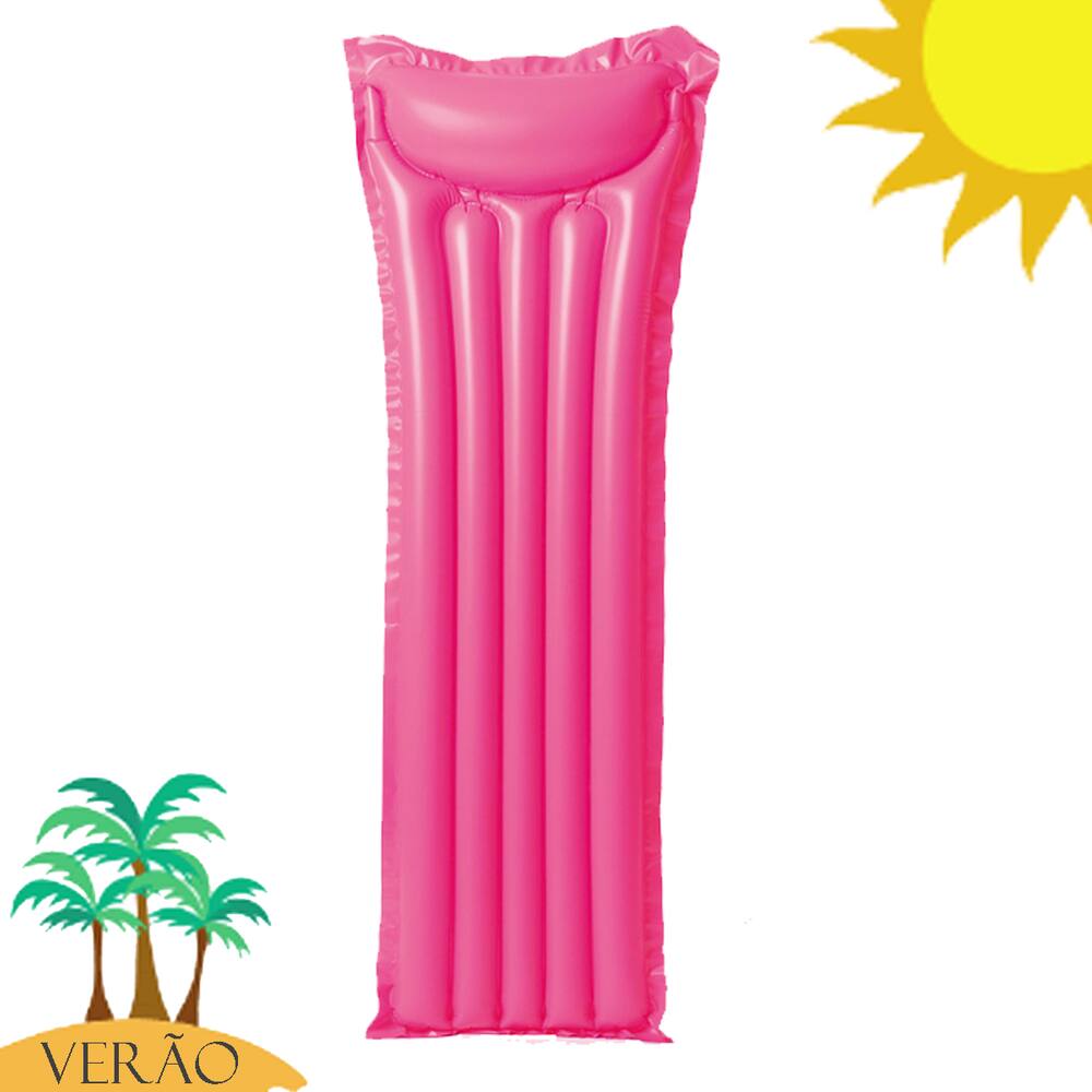 Boia Inflável Colchão Bronzeador Liso Rosa 183cm Intex