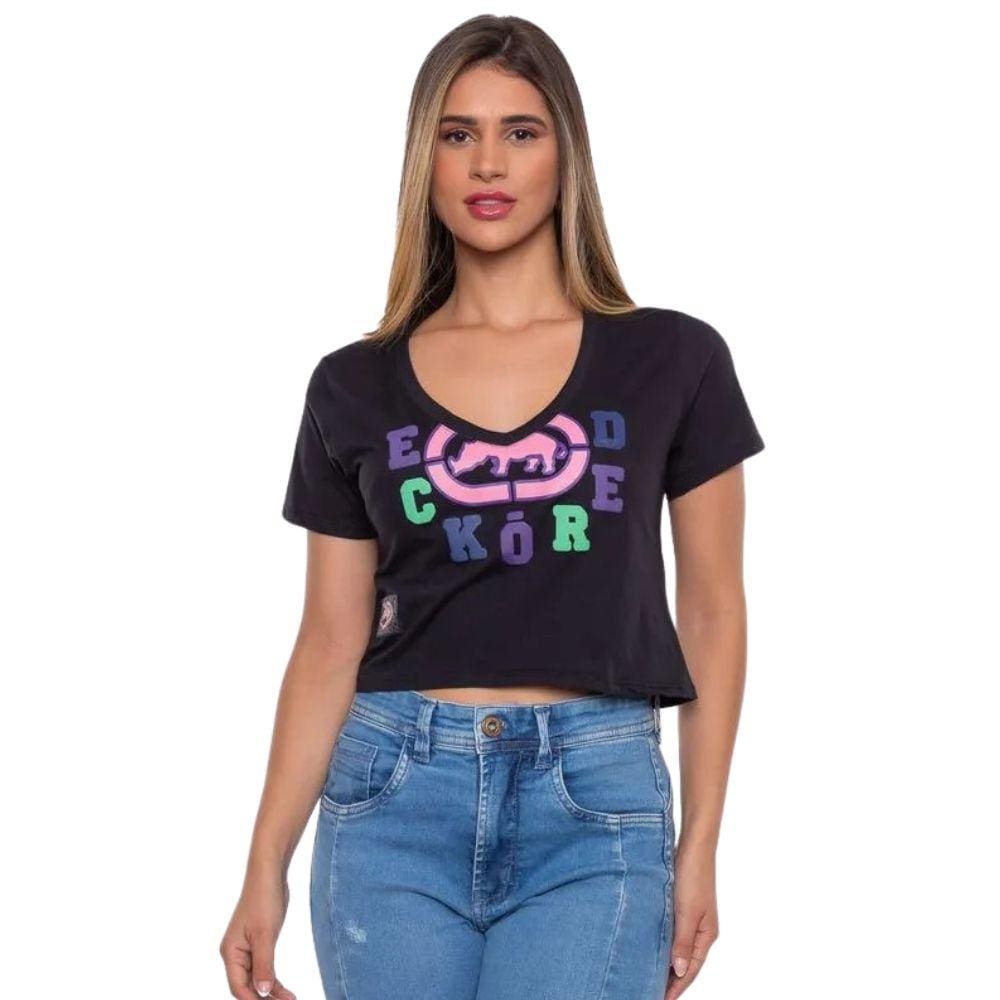 Camiseta Cropped Ecko Feminina Vkacs Preta J444A