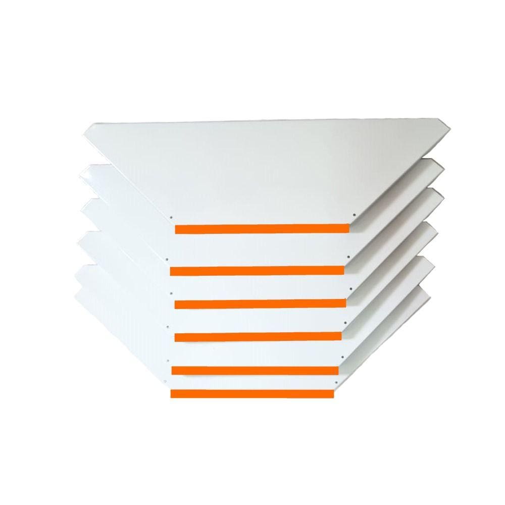 Kit 6 Bandejas Para Gondola Canto SP 30 Branco Pe Laranja