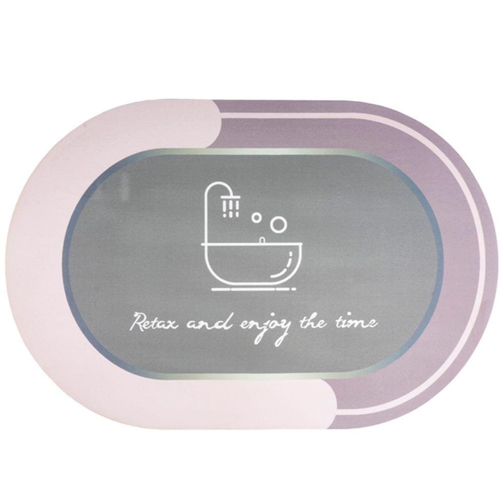 Tapete Antiderrapante absorvente Oval Lama de Diatomaceas 58x38cm Banheira Marrom