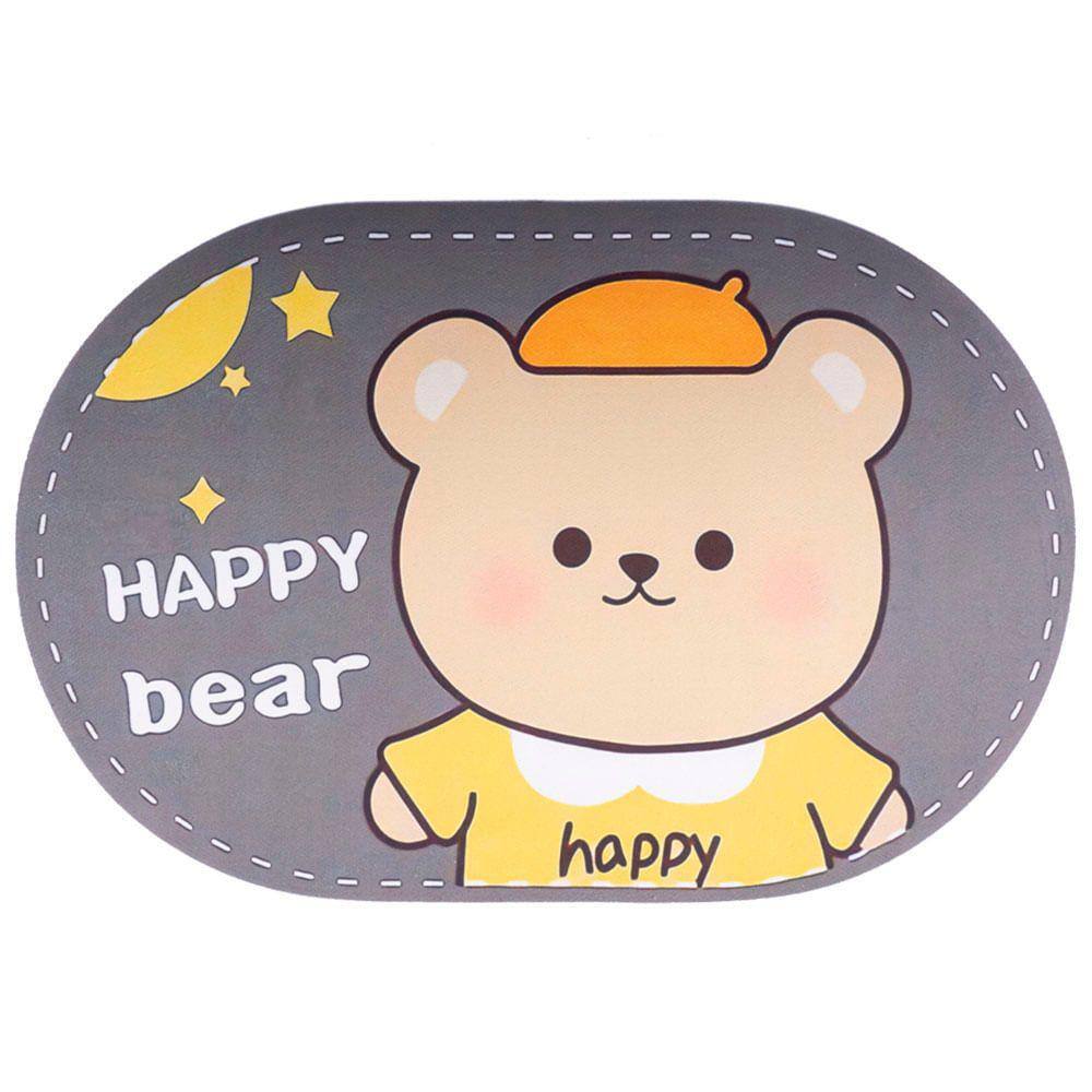 Tapete Antiderrapante absorvente Oval Lama de Diatomaceas 58x38cm Urso Feliz