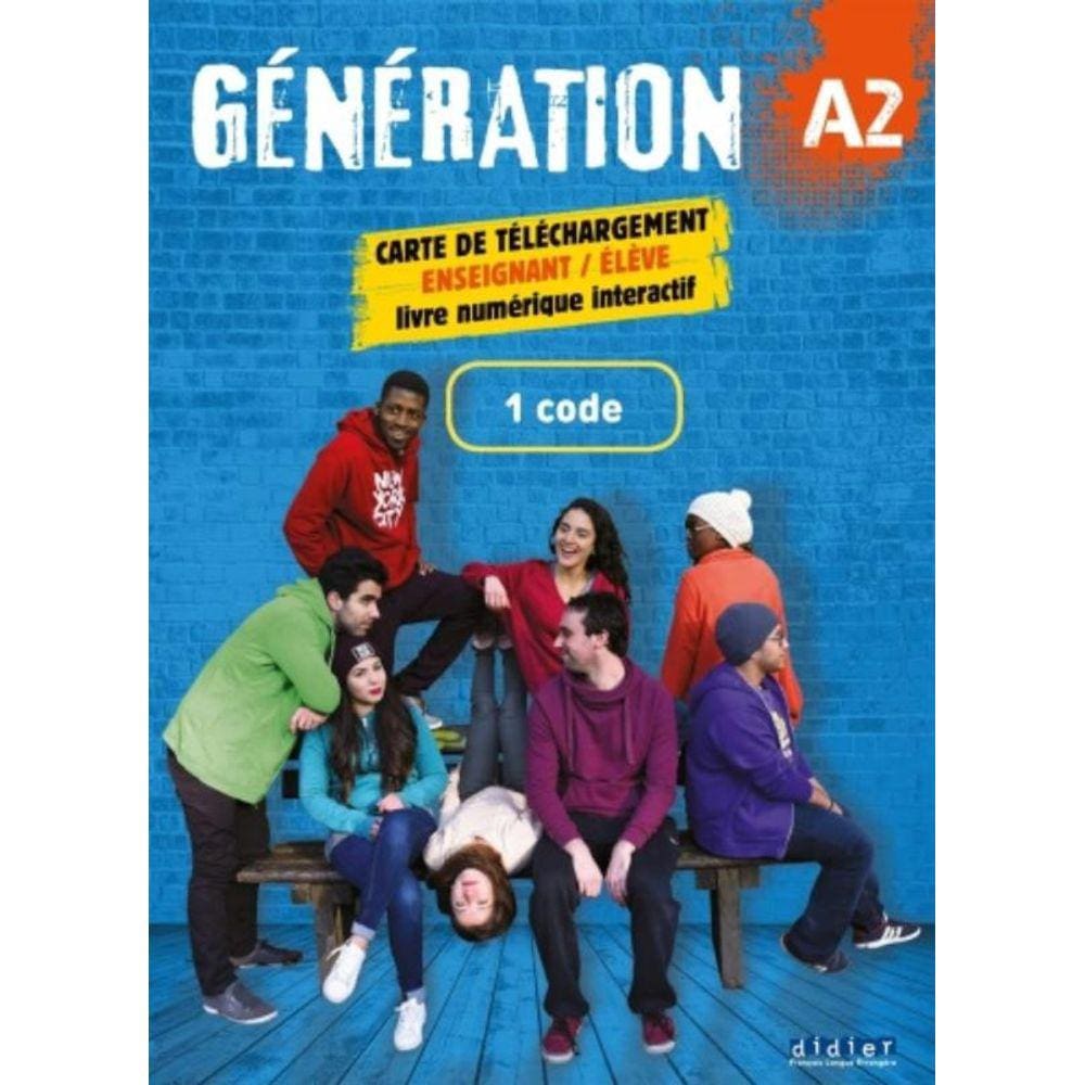 Generation 2 (A2) - Livre + Cahier Numeriques Interactifs - Carte Enseignant / Eleve - 1 Code