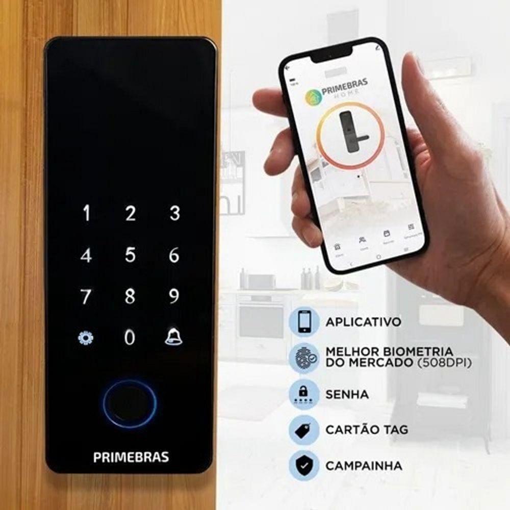 Fechadura Digital Smart Biometrica Com Bluetooth e App Tuya Primebras