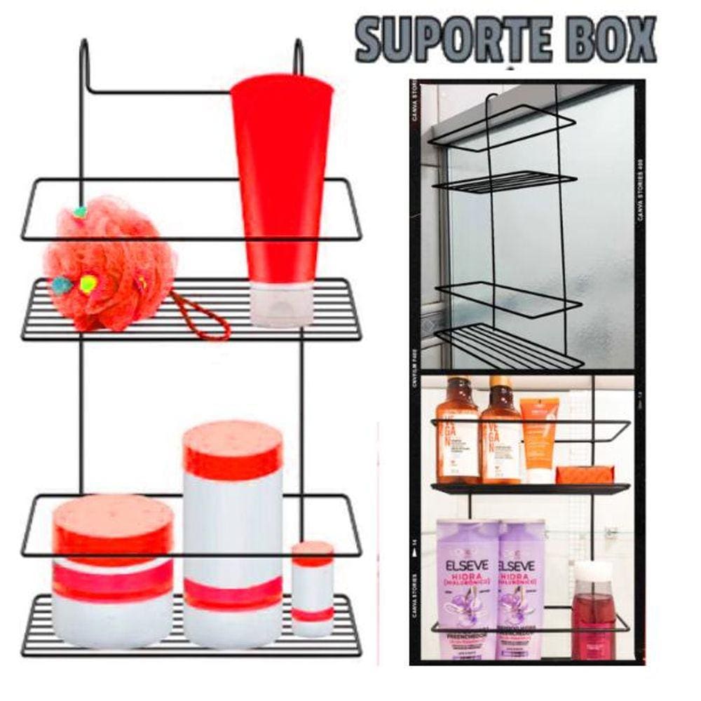 porte 2 Andares Porta Shampoo Encaixar No Box Banheiro Organizador Duplo