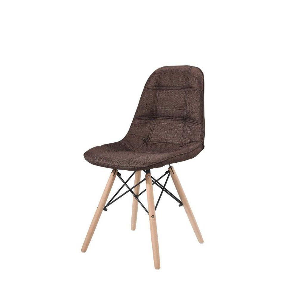 Cadeira Eames DKR Revest. Tecido C/ Capitonê Base Madeira