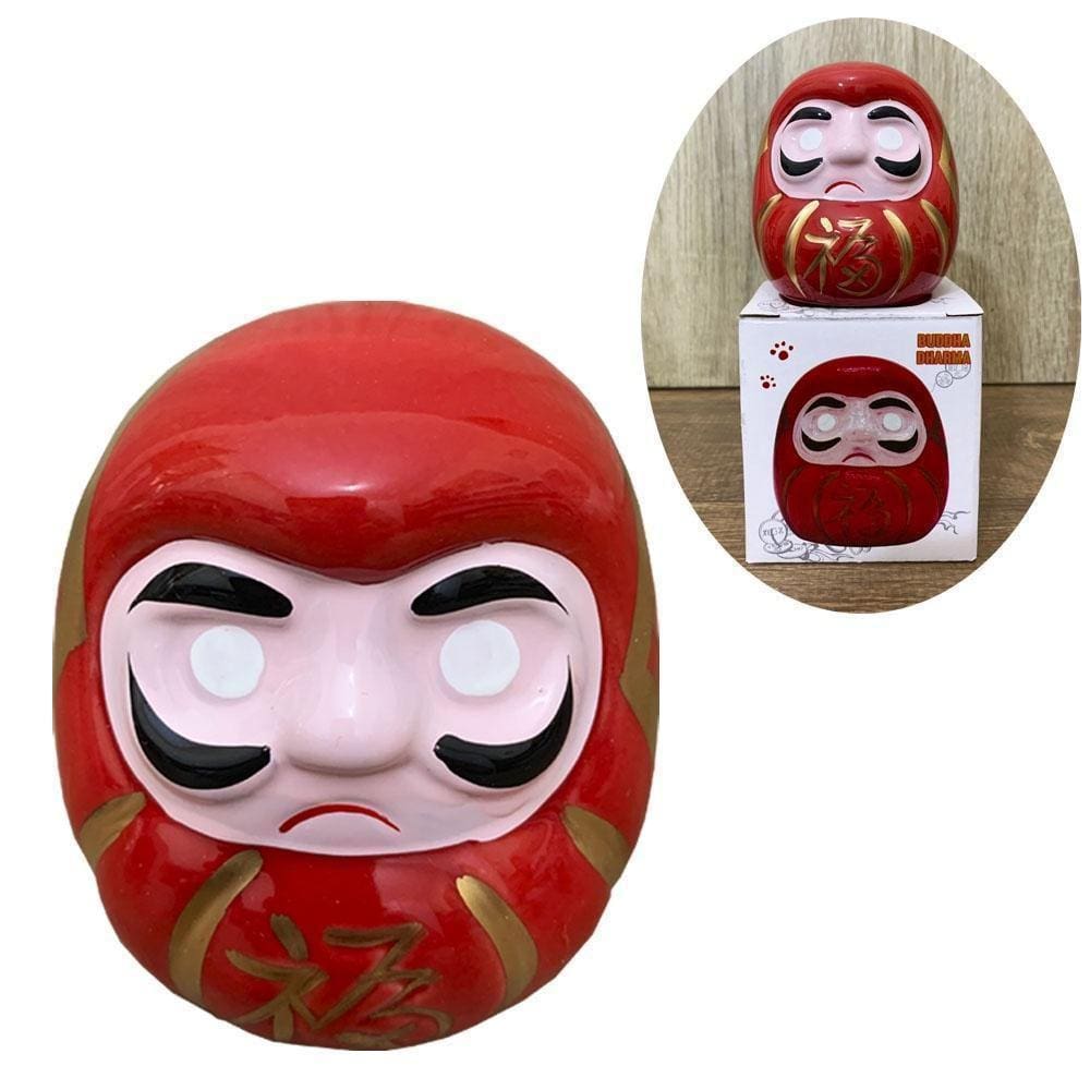 Daruma Porcelana Amuleto da Sorte 5,4cm - Presente Budista