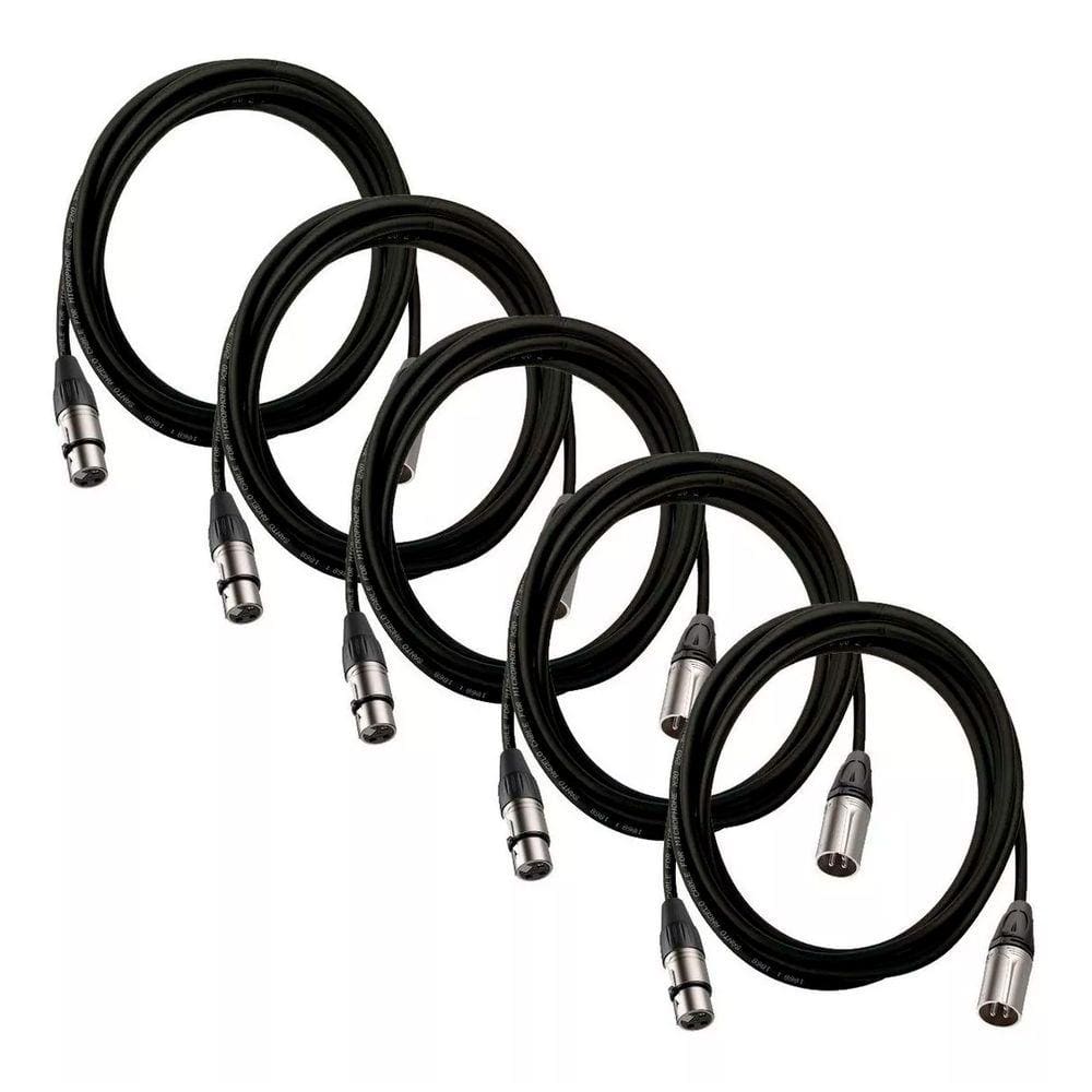 5 Cabos De Microfone Balanceado Xlr Santo Angelo 5m