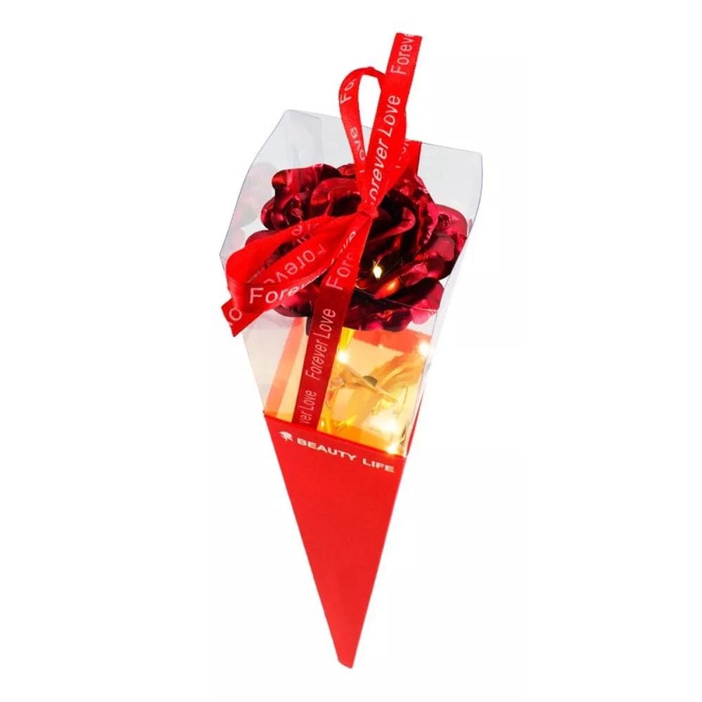 Rosa Artificial Vermelha Luzes 36x7cm