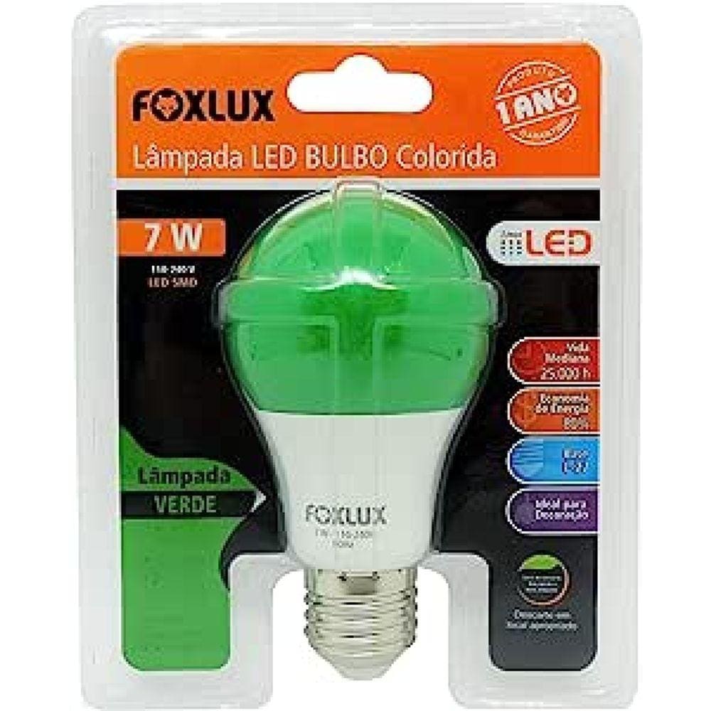 Lampada Led Bulbo 7W Verde Biv Foxlux