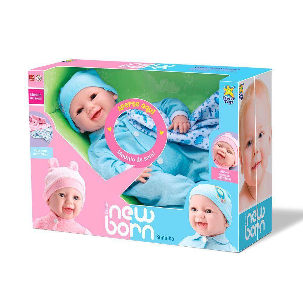 Boneca Diver New Born - Soninho(Menino Olho Movel)