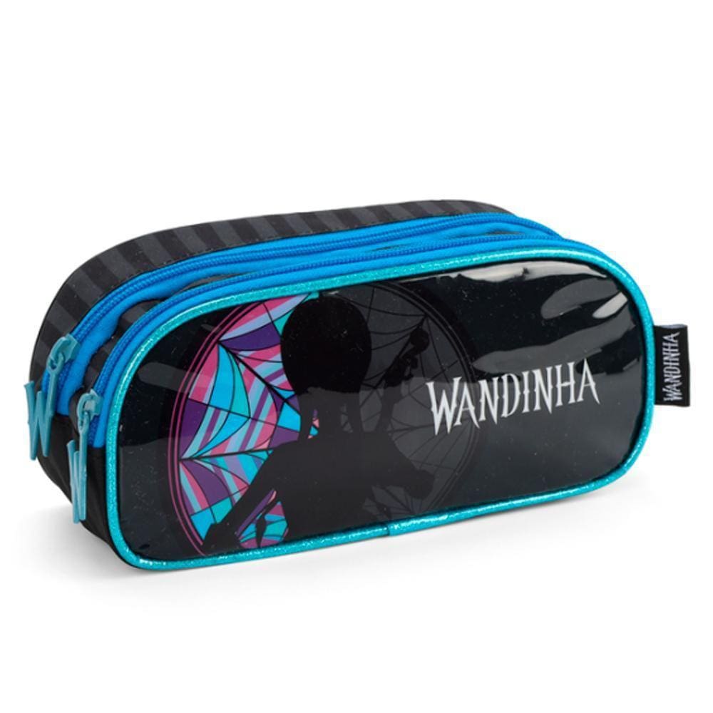 Estojo Duplo Wandinha Preto/Azul 23x11x08cm - Luxcel