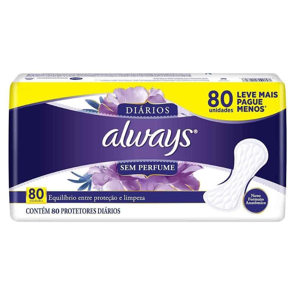 Protetor Diário Always Sem Perfume 80 unidades
