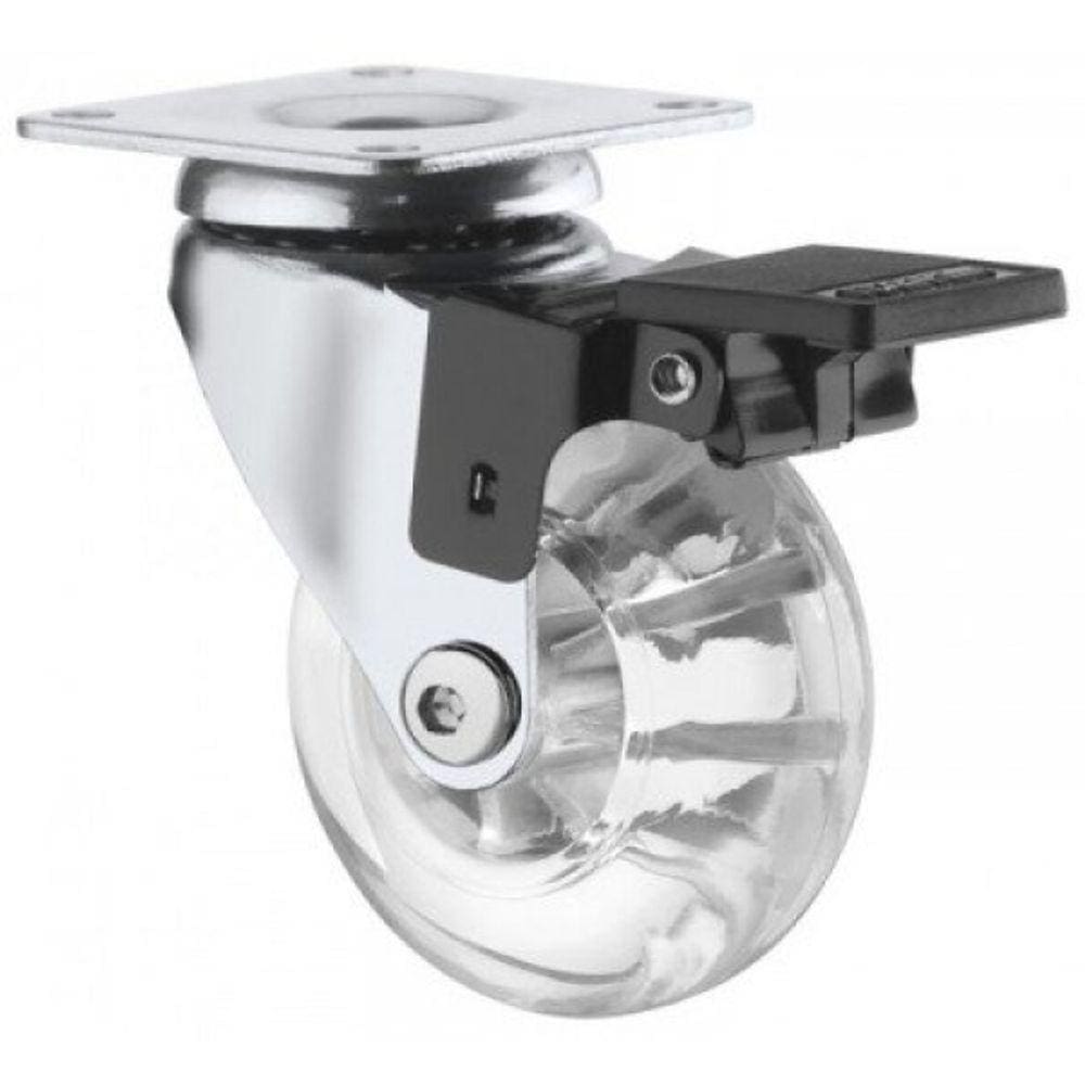 ROD. GEL GIR. 210 com PLACA FREIO E RODA EM PVC GEL CRISTAL