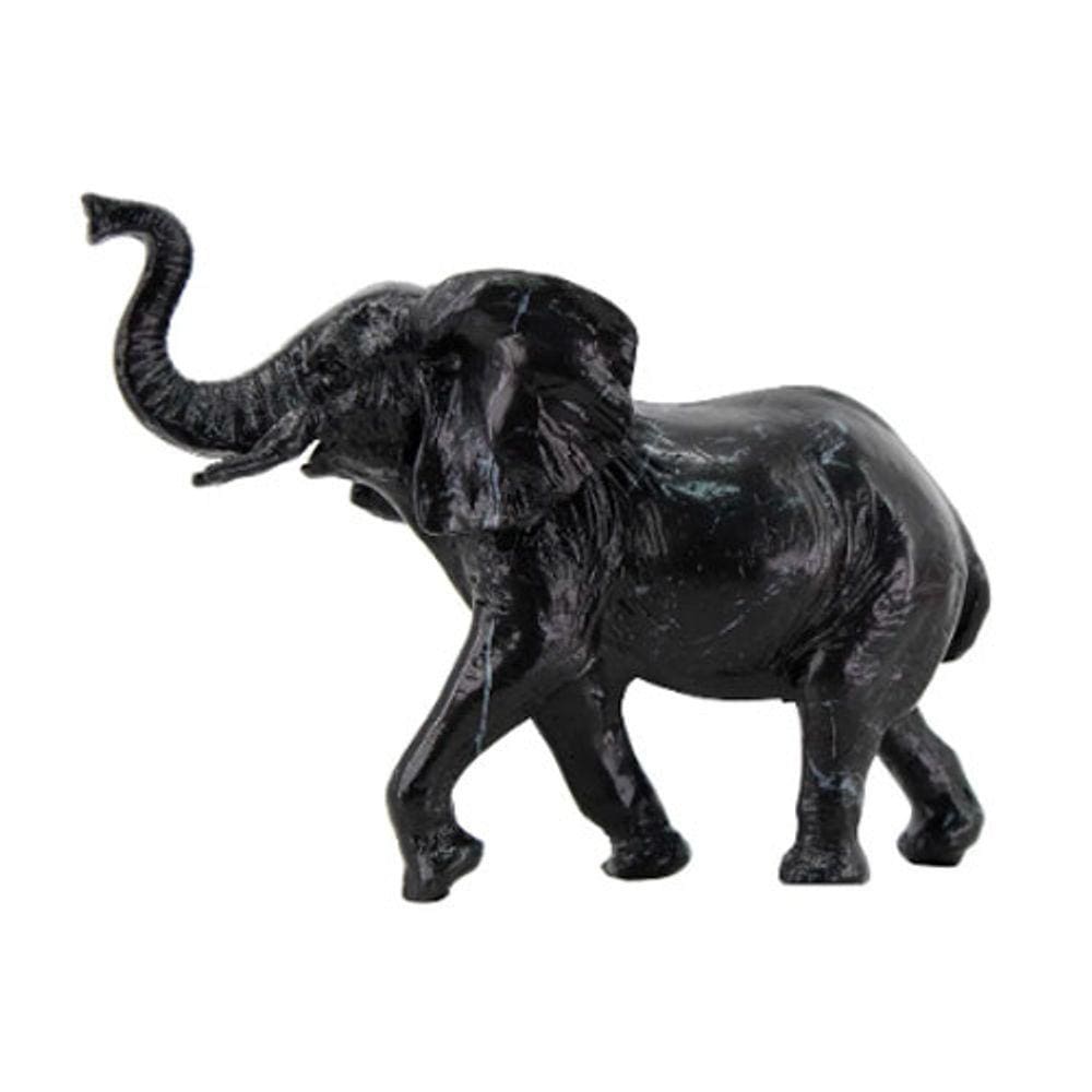 Escultura Elefante Decorativo em Resina Preto estilo Mármore - 17x21cm - 35791