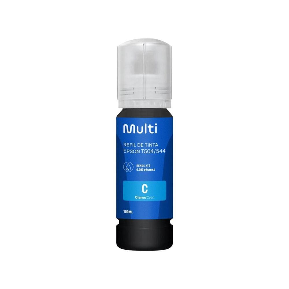 Refil de Tinta Multilaser - Compatível com Epson T504/544 - 100ml - Ciano - RF028