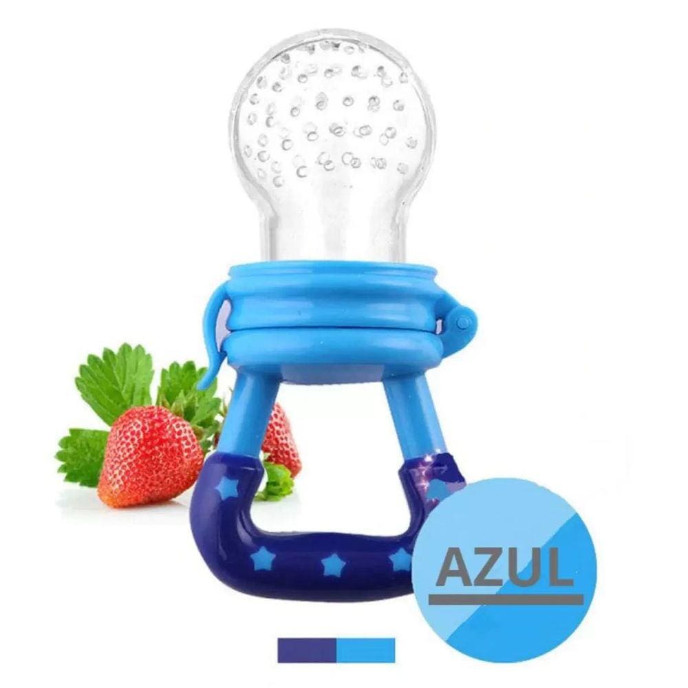 Alimentador Infantil Frutas Bebe Bico Silicone Chupeta Azul