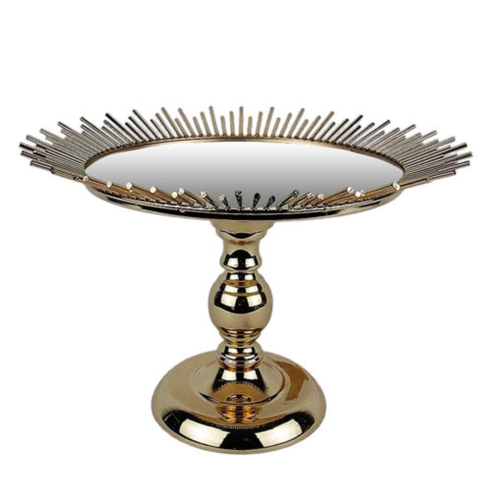 Doceira Redonda em Metal Dourado com base espelhada Gold - 27025