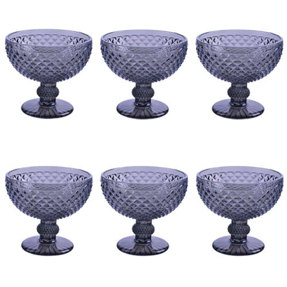 Jogo de 6 Taças Roxo Fumê para Sobremesa - 310ml - 35680