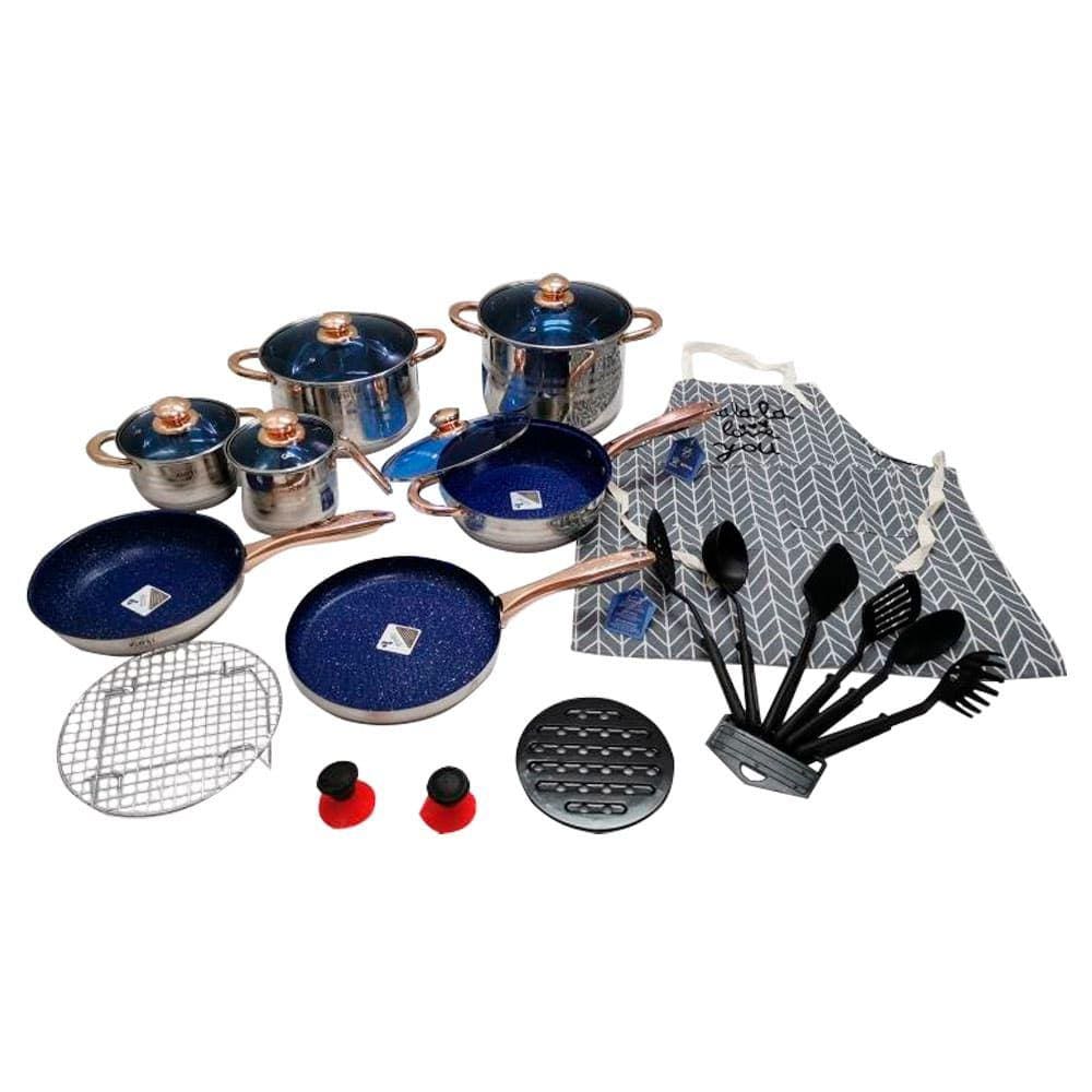 Jogo de Panelas Royal Z Cookware Set Antiaderente Azul - 23 Peças - 30375