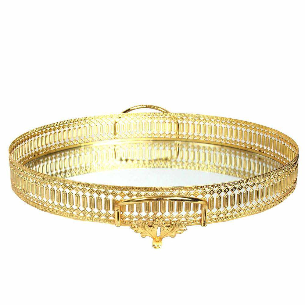 Bandeja  Redondo Dourado - 7x35cm - 28905