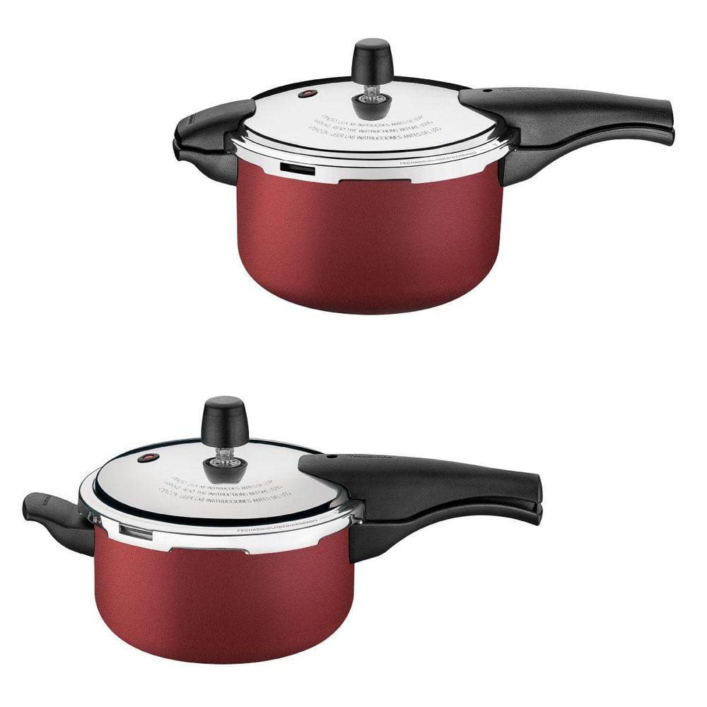 Kit 2 Panelas Pressão Antiaderente Tramontina Vancouver 6L e 3L Vermelha