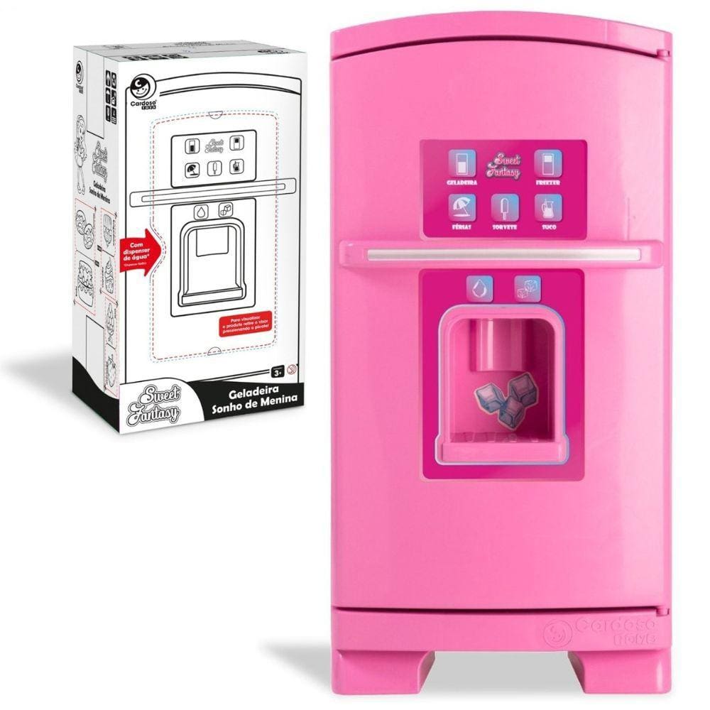 Geladeira De Brinquedo Infantil Sweet Fantasy Sonho De Menina Com Acessórios 50cm