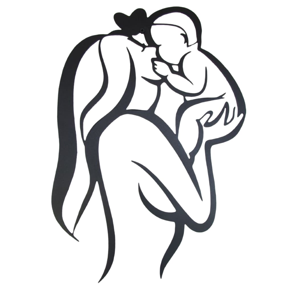 Quadro Mamãe Bebê 30x46 Preto