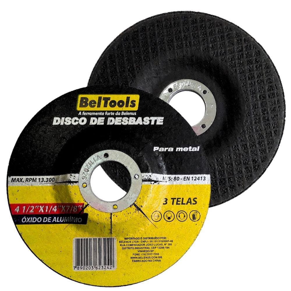 10 Disco Desbaste 4.1/2 x 7/8 Ferro Esmerilhadeira Beltools
