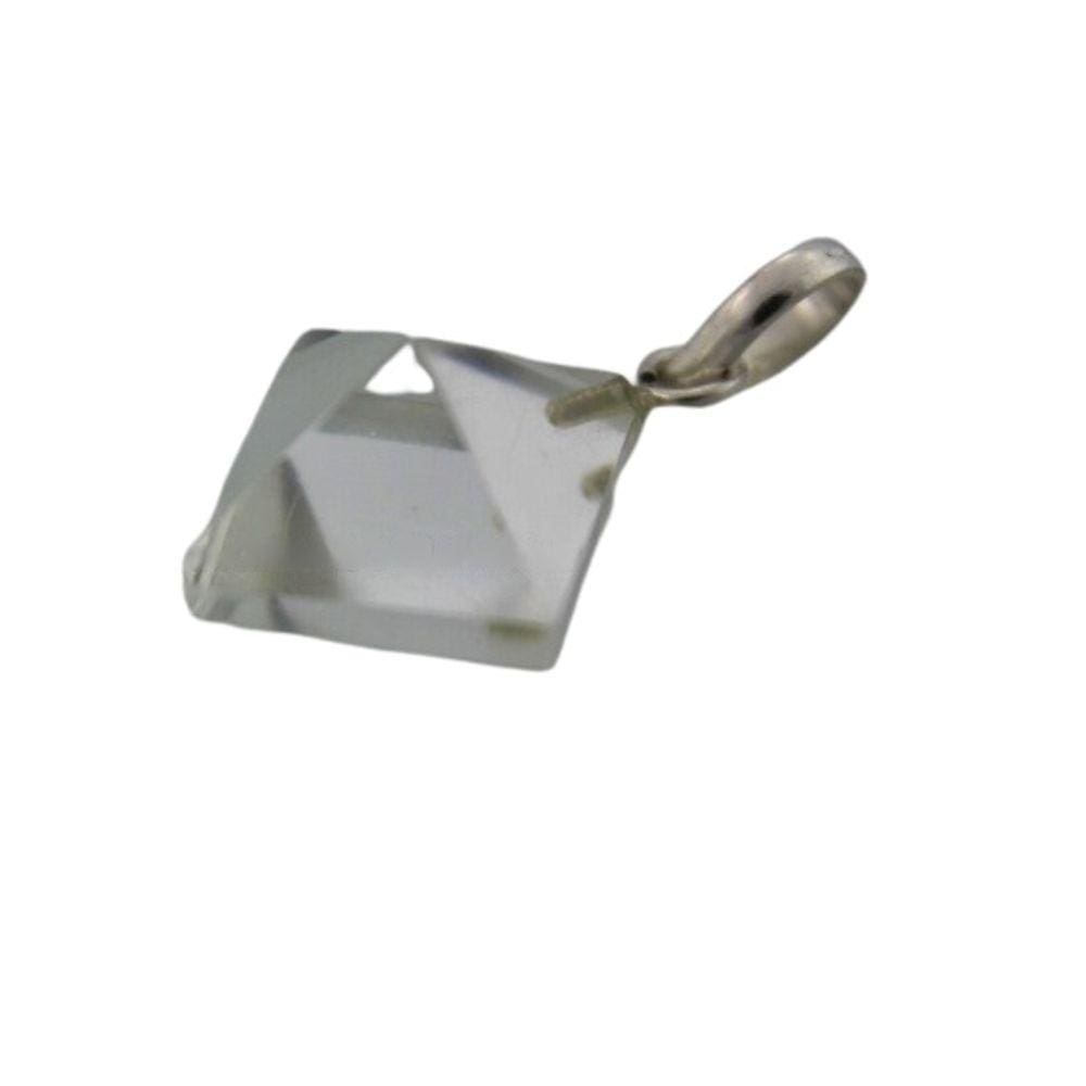 Colar Pirâmide Pedra Cristal Natural Extra Pino Prata 950