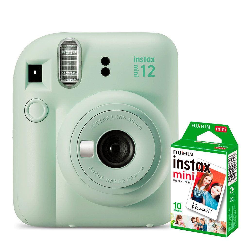 KIT Câmera Fujifilm Instax Mini 12 Verde Menta + 10 Poses