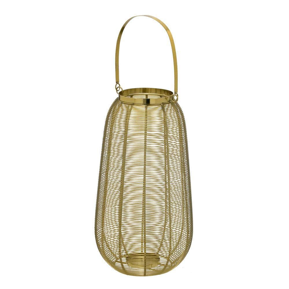 Lanterna Decorativa de Metal Dourado 43cm