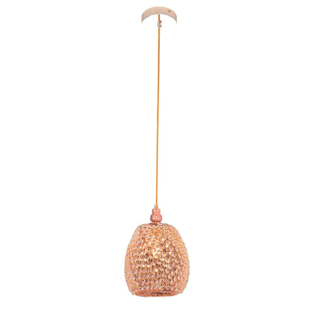 Pendente Dourado com Cristais Âmbar 20cm 1E27