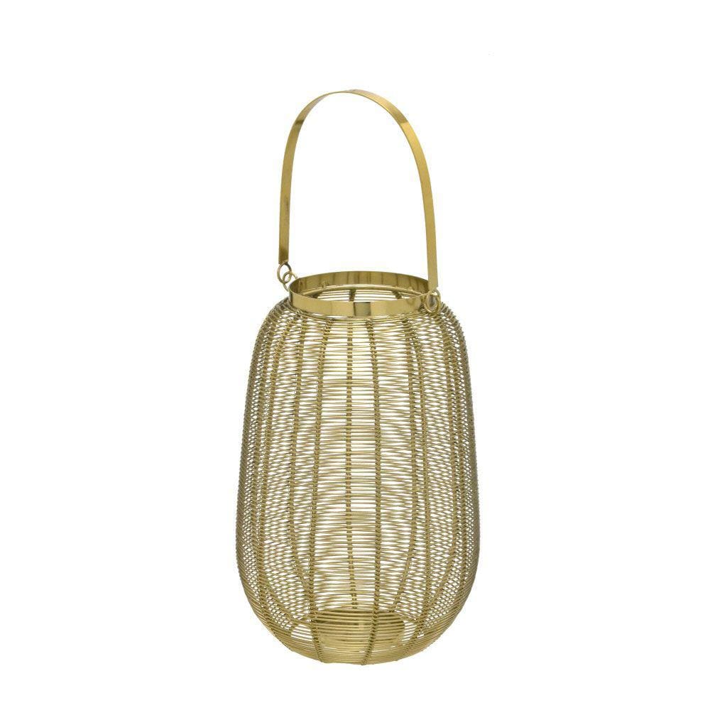 Lanterna Decorativa de Metal Dourado 33cm