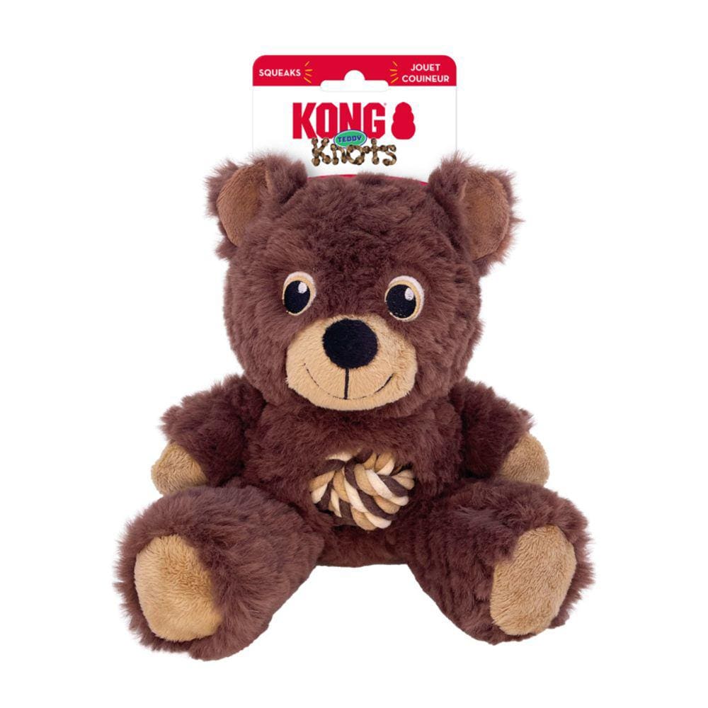 Brinquedo Pelúcia Kong Knots Teddy Com Corda e Apito para Cachorro Médio - Chocolate