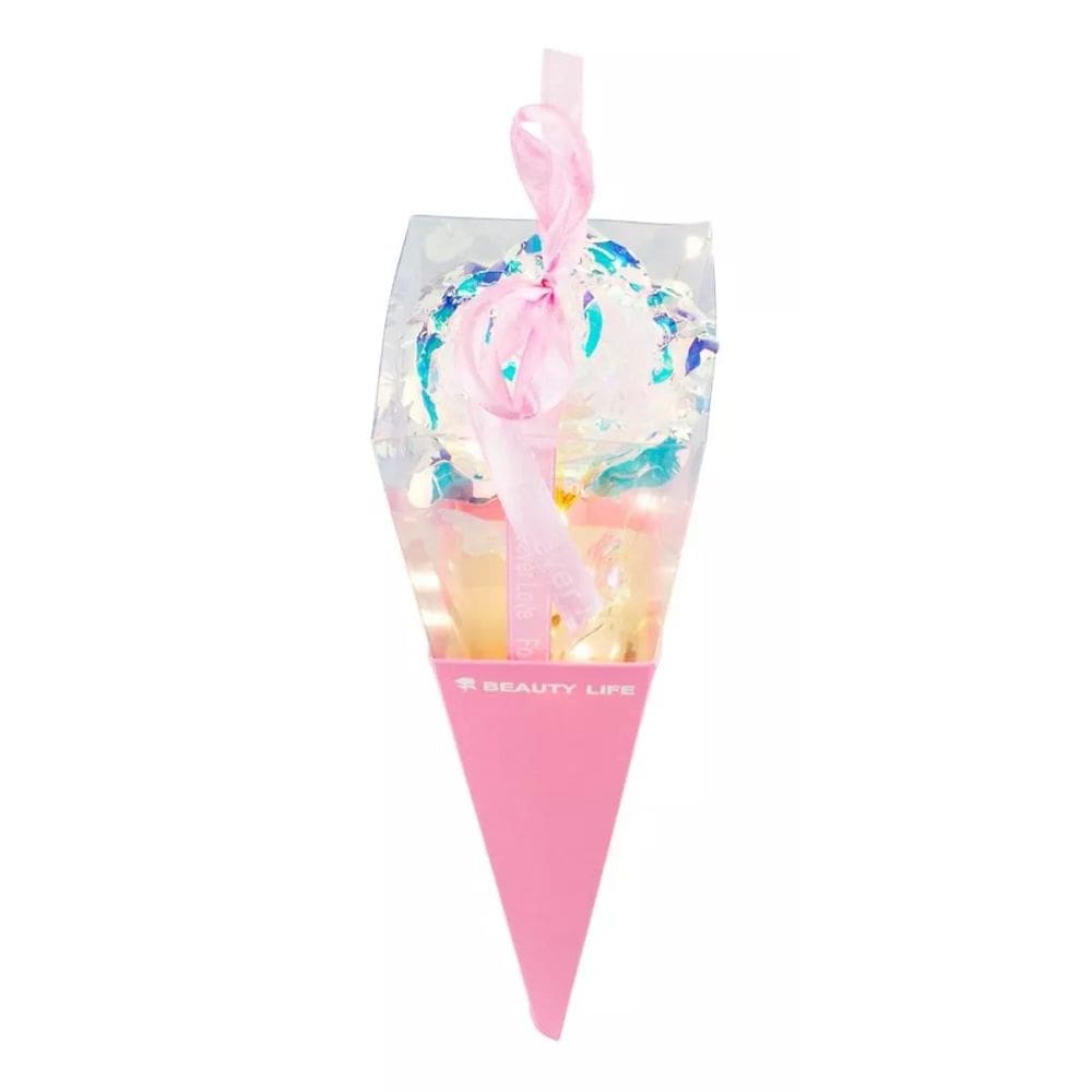 Rosa Artificial Pink Luzes 36x7cm