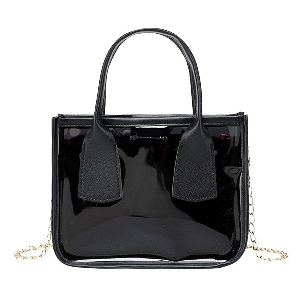 Bolsinha Transparente com Alças de Corrente Tiracolo