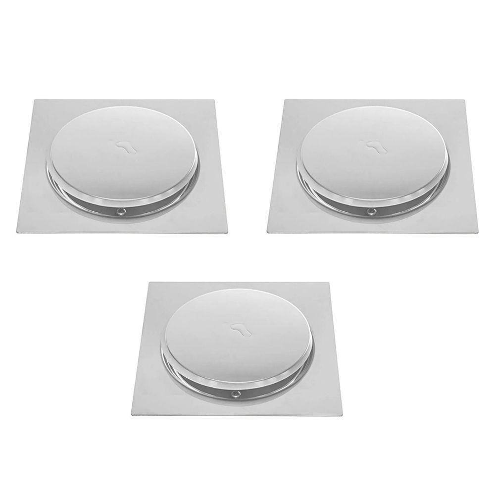 Ralo Click 15x15 Inteligente Kit 3 Unidades Inox Pop Up Lavabo Banheiro Anti Odor