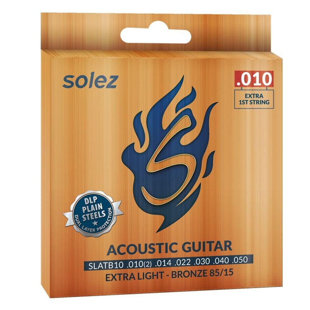Encordoamento Para Violão Aço .010 Solez SLATB10 Bronze