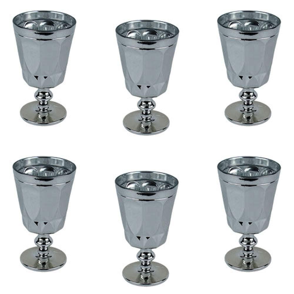 Jogo de 6 Taças para Água Curves Prateado Metalizado - 250ml - 26430