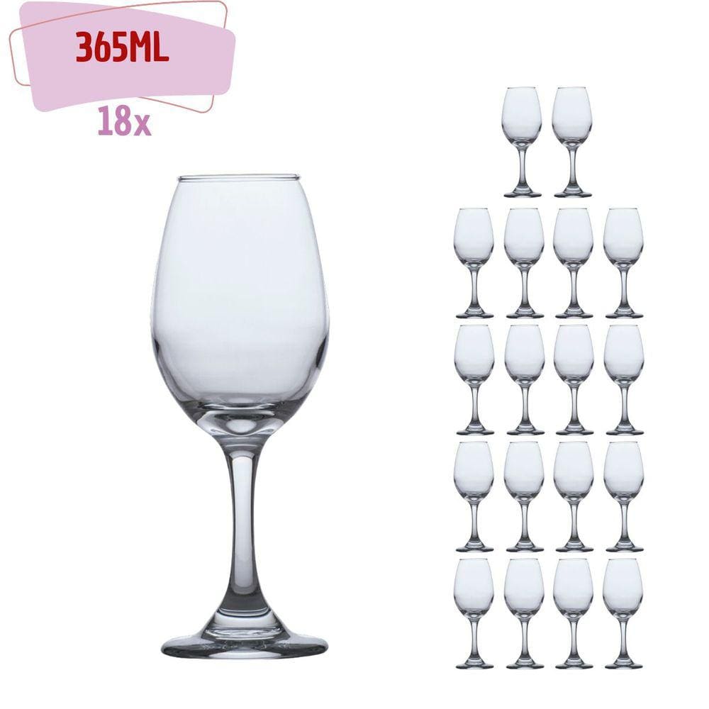 Taças de Vidro Resistente Vinho Tinto e Agua 365ml Luxo - 18 Unidades