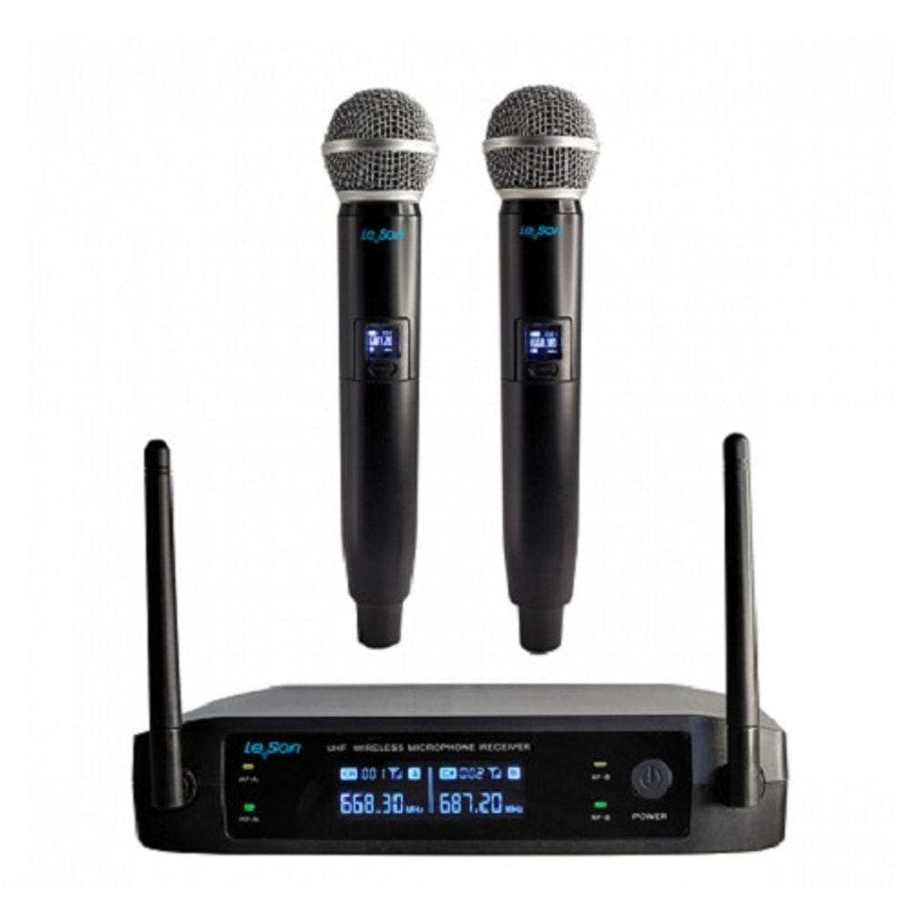 Microfone Sem Fio Leson LS902 Duplo Plus Digital Preto