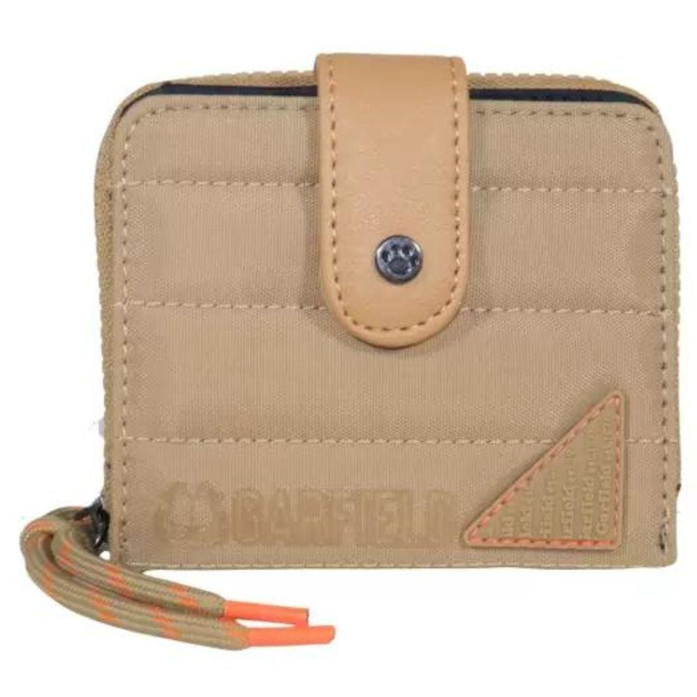 Carteira Garfield Tactel Nylon Pequena Bege