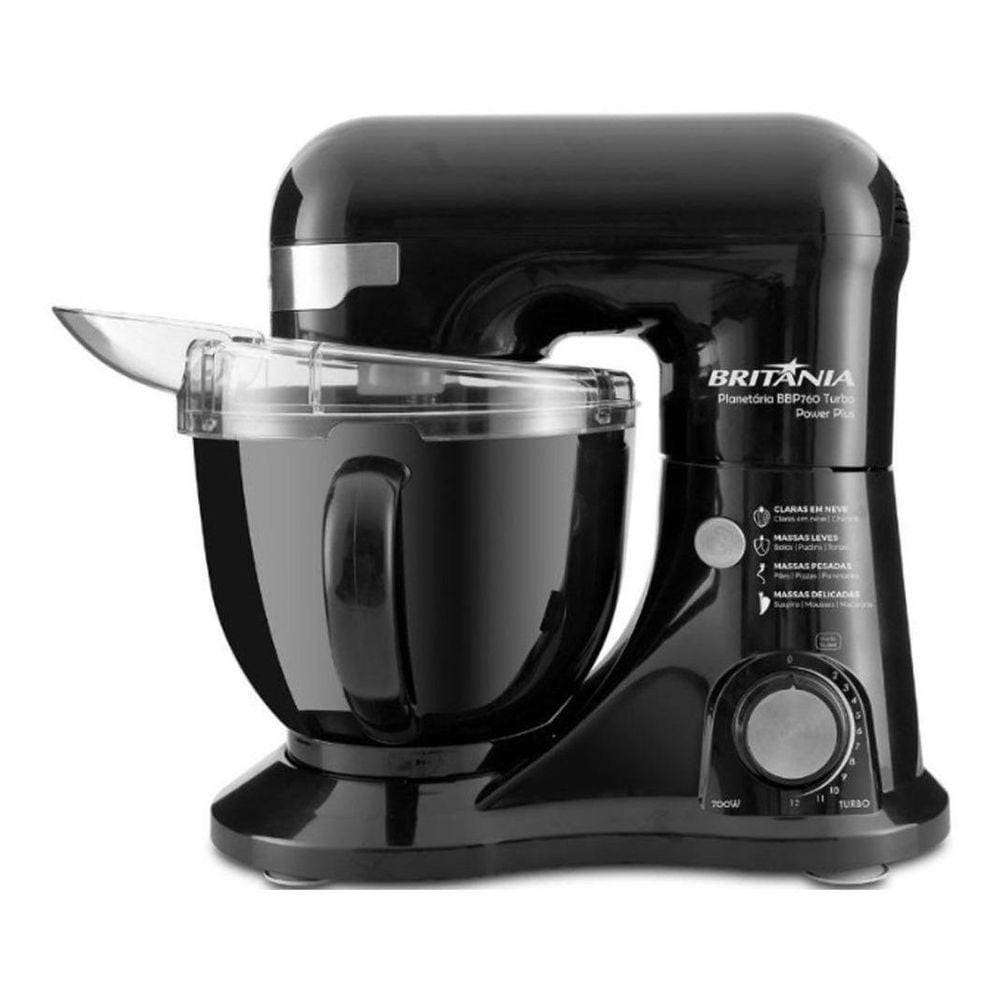 Batedeira Com Pedestal Britânia Power Plus Bbp760 Preta 127V