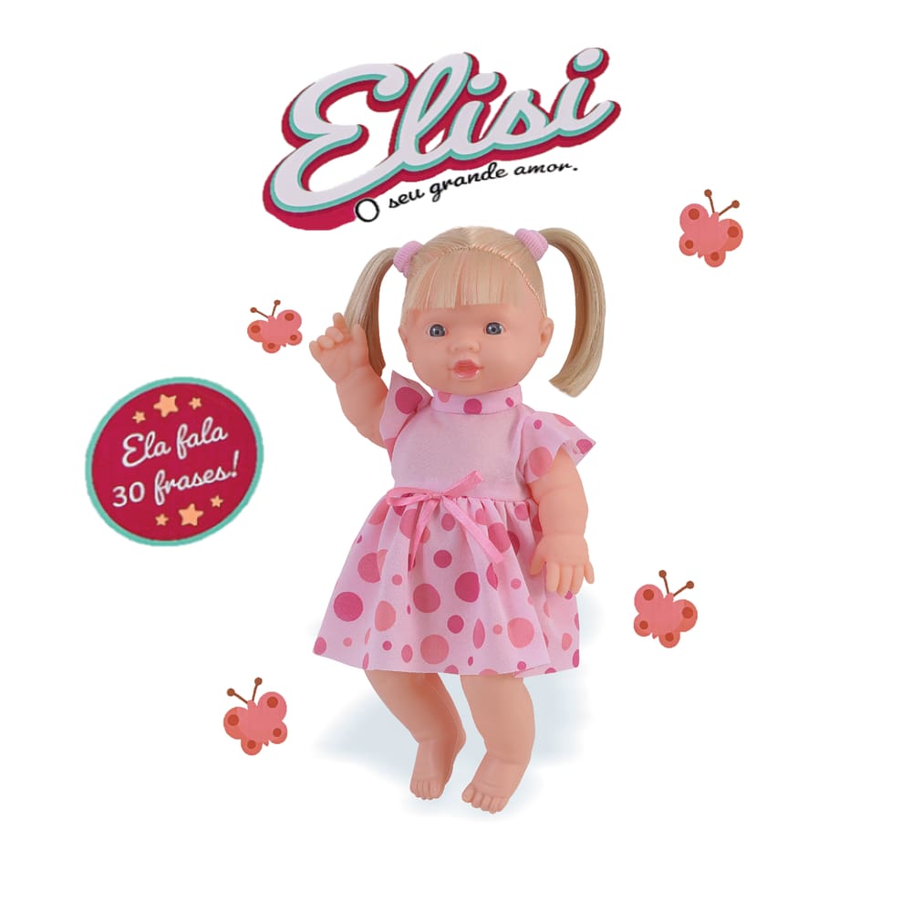 Boneca Elisi Fala Papinha e Oi Mamãe Baby Loira Interativa