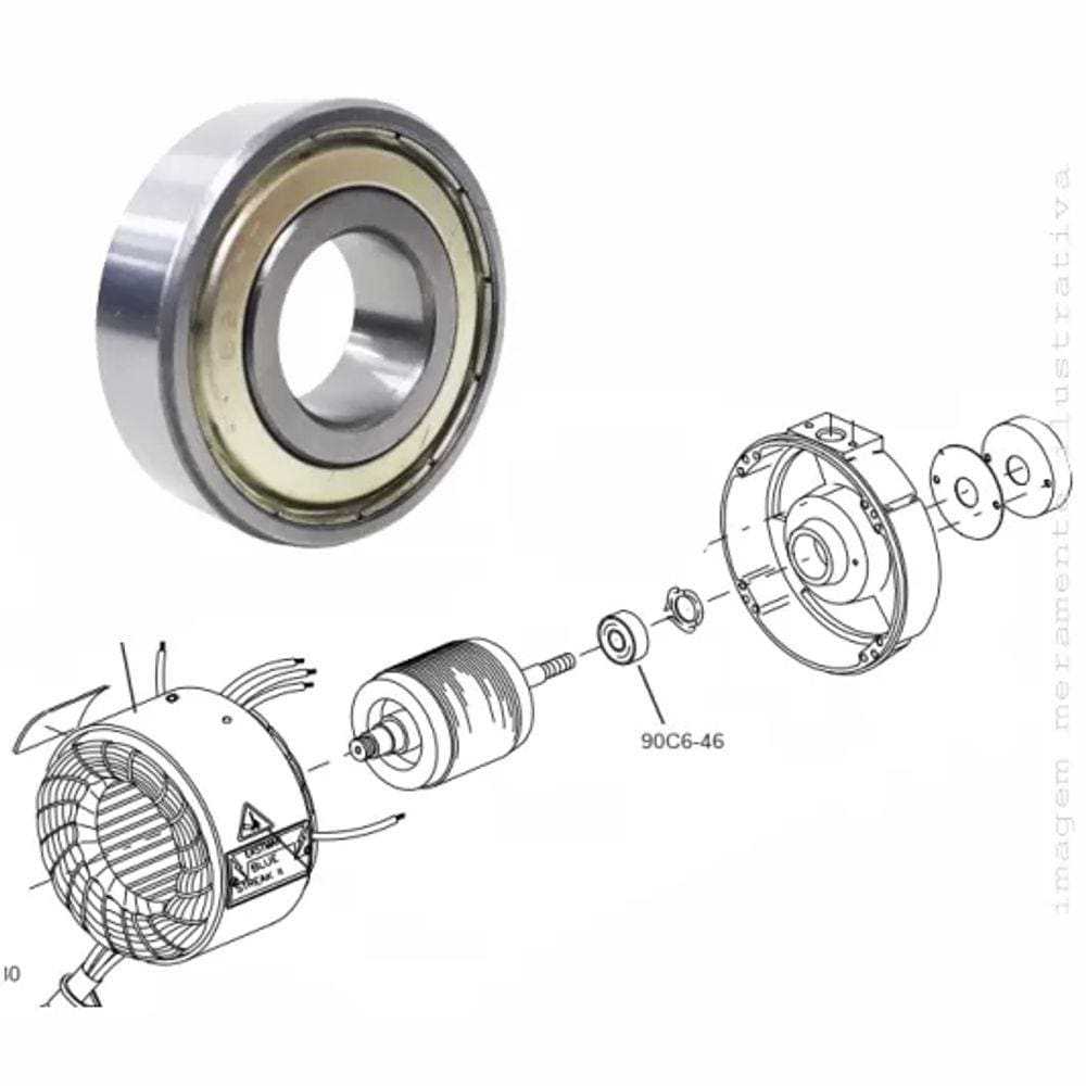 Rolamento Traseiro Para Máquina De Corte Faca - 6201, 90C6-46