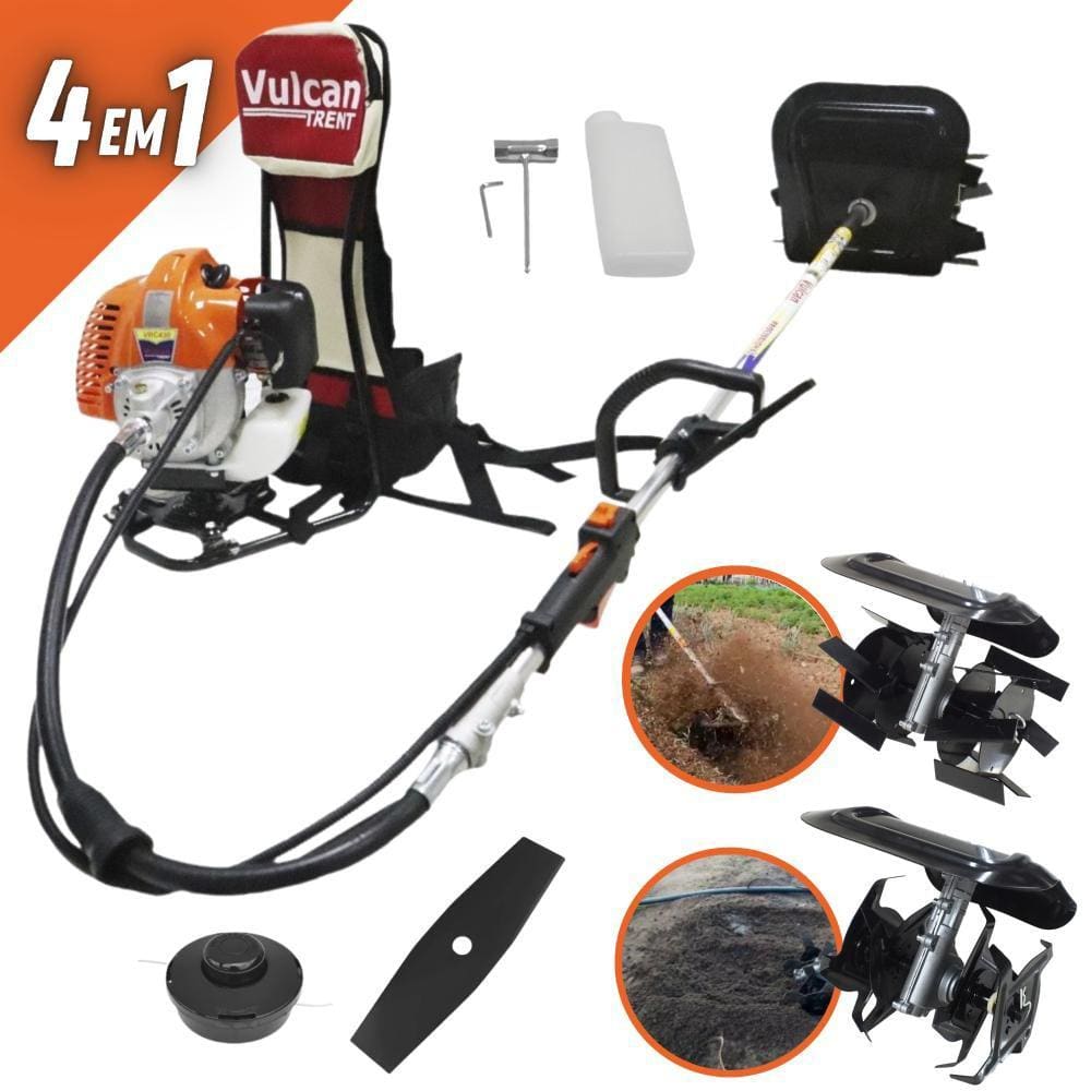 Máquina de Cortar Grama Á Gasolina Costal Vulcan VRC430 43cc 1,7hp Alta Performance - Roçadeira Multifuncional 4 em 1
