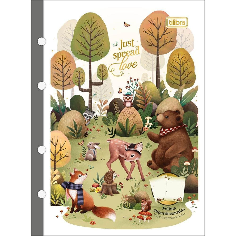 Kit 03 Blocos Refil Caderno Argolado Fichário Colegial Loveland Tiliflex 80 Folhas Decoradas Tilibra